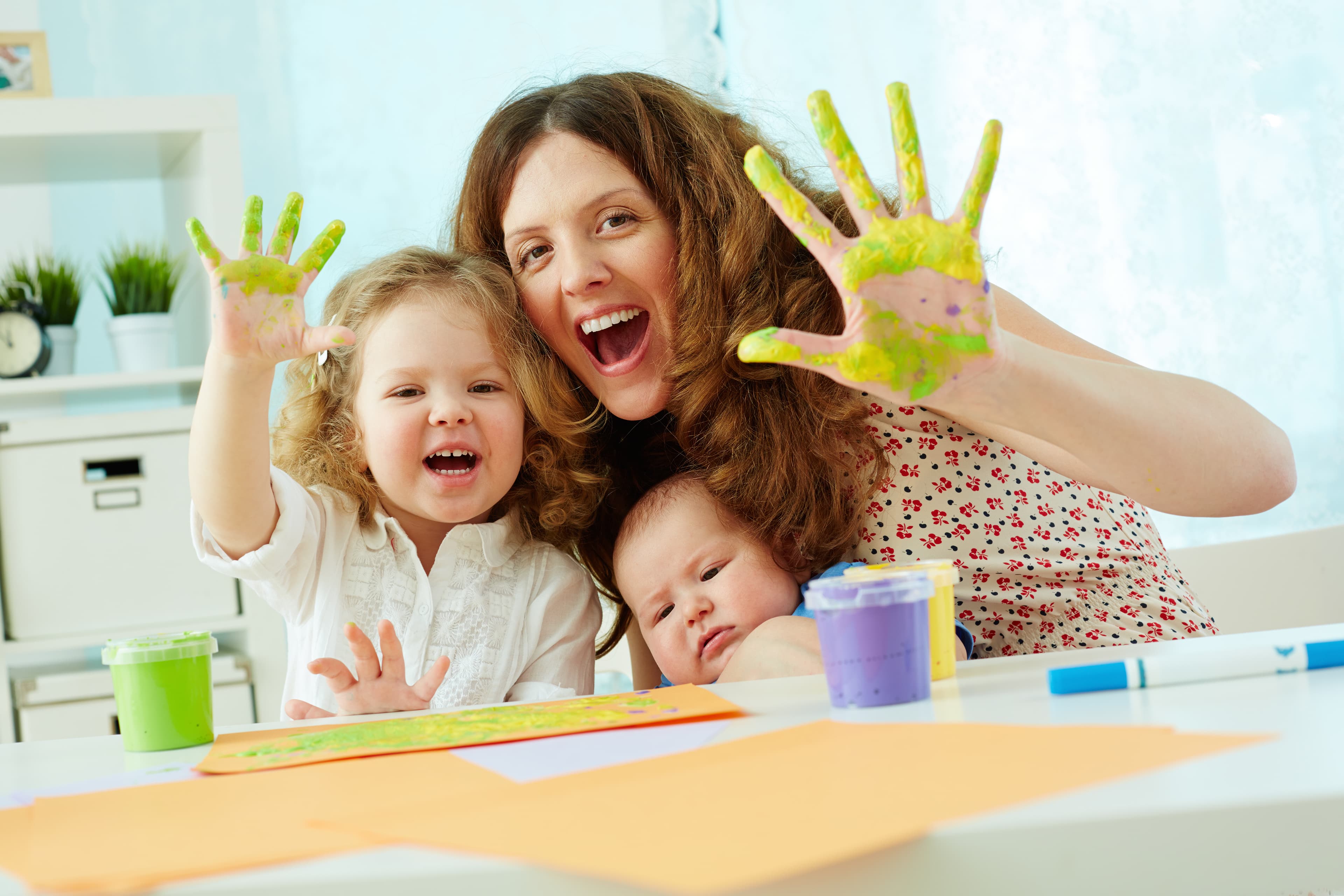 Happy family with children